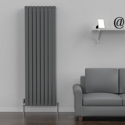 Lux Heat Anthracite Grey Flat Vertical Double Panel Designer Radiator 1800mm (H) x 560mm (W)