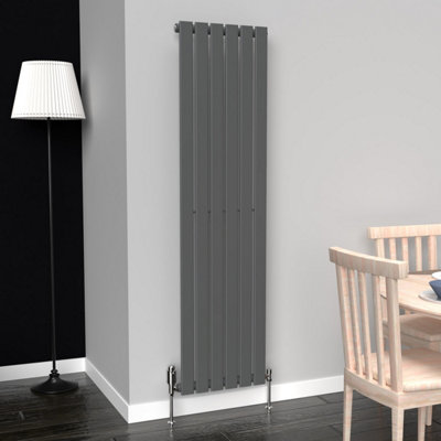 Lux Heat Anthracite Grey Flat Vertical Single Panel Designer Radiator 1600mm (H) x 420mm (W)
