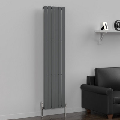 Lux Heat Anthracite Grey Flat Vertical Single Panel Designer Radiator 1800mm (H) x 420mm (W)