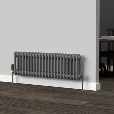 Lux Heat Anthracite Grey Horizontal 2 Column Traditional Radiator 300mm (H) x 1010mm (W)