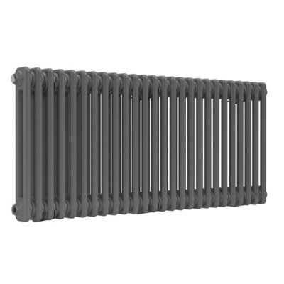 Lux Heat Anthracite Grey Horizontal 2 Column Traditional Radiator 500mm (H) x 1190mm (W)
