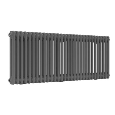 Lux Heat Anthracite Grey Horizontal 2 Column Traditional Radiator 500mm (H) x 1370mm (W)