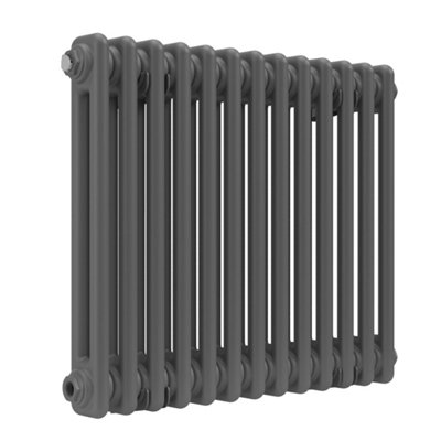 Lux Heat Anthracite Grey Horizontal 2 Column Traditional Radiator 500mm (H) x 605mm (W)
