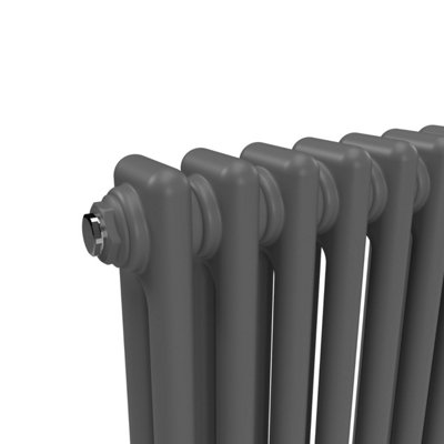 Lux Heat Anthracite Grey Horizontal 2 Column Traditional Radiator 500mm (H) x 605mm (W)