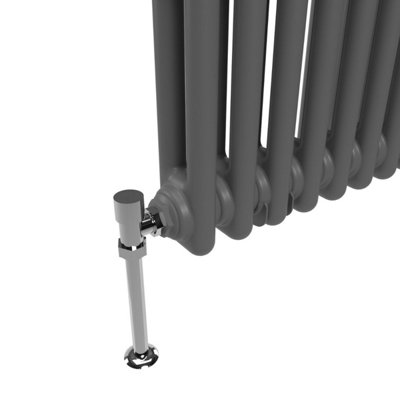 Lux Heat Anthracite Grey Horizontal 2 Column Traditional Radiator 500mm (H) x 605mm (W)