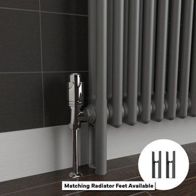 Lux Heat Anthracite Grey Horizontal 2 Column Traditional Radiator 500mm (H) x 605mm (W)