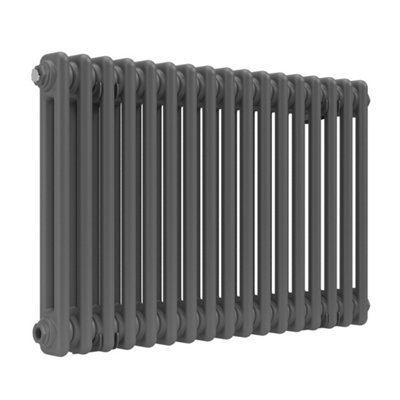 Lux Heat Anthracite Grey Horizontal 2 Column Traditional Radiator 500mm (H) x 785mm (W)