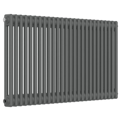 Lux Heat Anthracite Grey Horizontal 2 Column Traditional Radiator 600mm (H) x 1190mm (W)