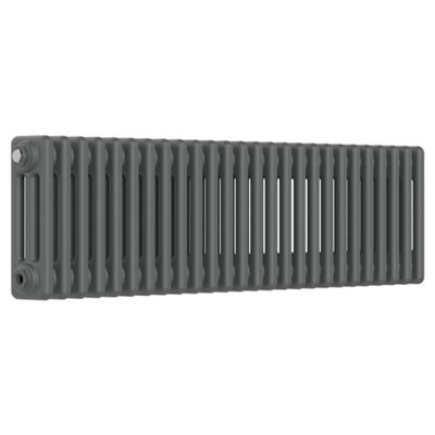 Lux Heat Anthracite Grey Horizontal 3 Column Traditional Radiator 300mm (H) x 1190mm (W)