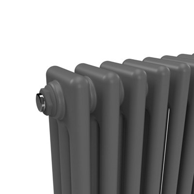 Lux Heat Anthracite Grey Horizontal 3 Column Traditional Radiator 500mm (H) x 1010mm (W)