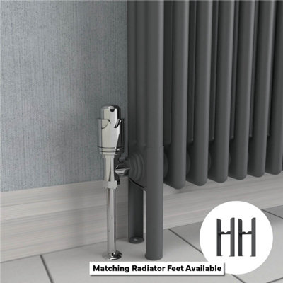 Lux Heat Anthracite Grey Horizontal 3 Column Traditional Radiator 500mm (H) x 1010mm (W)