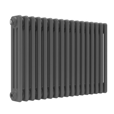 Lux Heat Anthracite Grey Horizontal 3 Column Traditional Radiator 500mm (H) x 785mm (W)