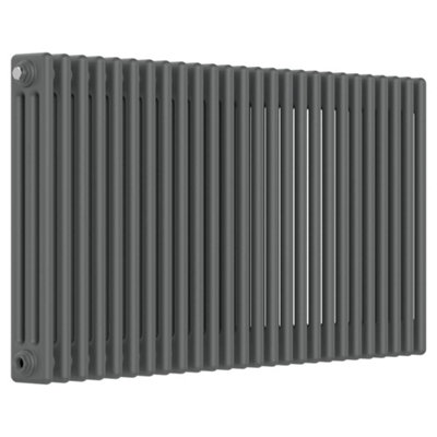 Lux Heat Anthracite Grey Horizontal 3 Column Traditional Radiator 600mm (H) x 1190mm (W)