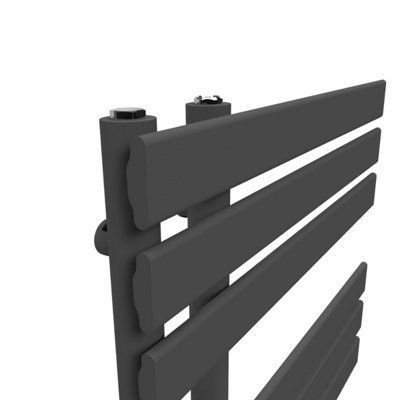 Lux Heat Anthracite Grey Open-Flat Designer Towel Radiator 800mm (H) x 600mm (W)