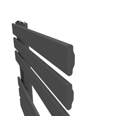 Lux Heat Anthracite Grey Open-Flat Designer Towel Radiator 800mm (H) x 600mm (W)