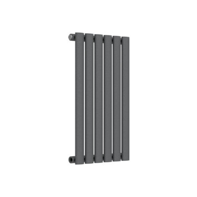 Lux Heat Anthracite Grey Oval Horizontal Single Panel Designer Radiator 600mm (H) x 360mm (W)