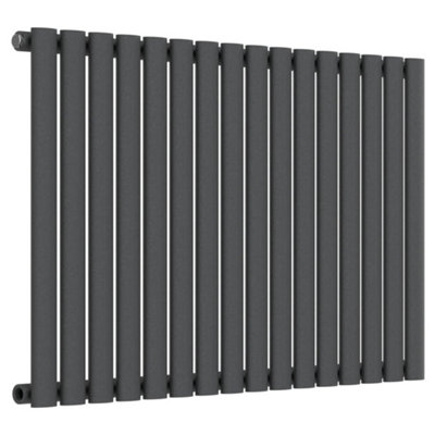 Lux Heat Anthracite Grey Oval Horizontal Single Panel Designer Radiator 600mm (H) x 960mm (W)