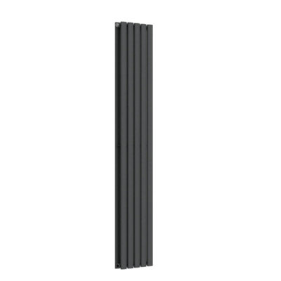 Lux Heat Anthracite Grey Oval Vertical Double Panel Designer Radiator 1600mm (H) x 300mm (W)