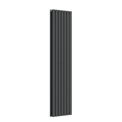 Lux Heat Anthracite Grey Oval Vertical Double Panel Designer Radiator 1600mm (H) x 420mm (W)