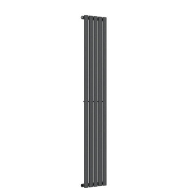 Lux Heat Anthracite Grey Oval Vertical Single Panel Designer Radiator 1600mm (H) x 300mm (W)
