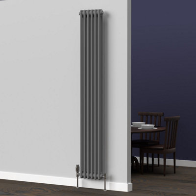 Lux Heat Anthracite Grey Vertical 2 Column Traditional Radiator 1800mm (H) x 290mm (W)