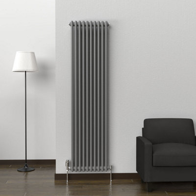 Lux Heat Anthracite Grey Vertical 2 Column Traditional Radiator 1800mm (H) x 470mm (W)