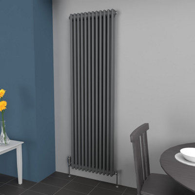 Lux Heat Anthracite Grey Vertical 2 Column Traditional Radiator 1800mm (H) x 560mm (W)