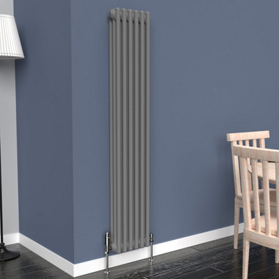 Lux Heat Anthracite Grey Vertical 3 Column Traditional Radiator 1500mm (H) x 290mm (W)
