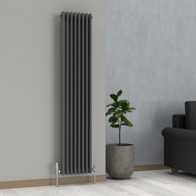 Lux Heat Anthracite Grey Vertical 3 Column Traditional Radiator 1800mm (H) x 380mm (W)