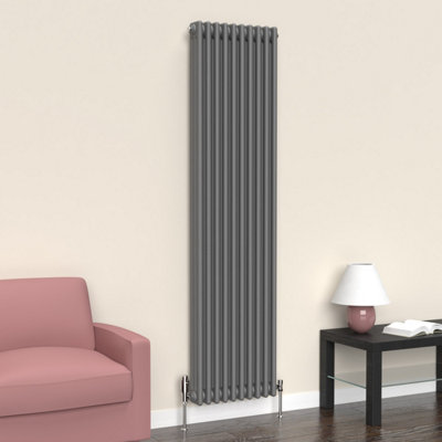 Lux Heat Anthracite Grey Vertical 3 Column Traditional Radiator 1800mm (H) x 470mm (W)