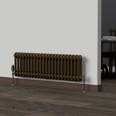 Lux Heat Antique Brass Horizontal 2 Column Traditional Radiator 300mm ...