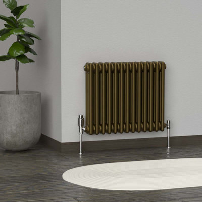 Lux Heat Antique Brass Horizontal 3 Column Traditional Radiator 500mm ...