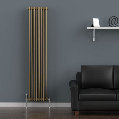 Lux Heat Antique Brass Vertical 2 Column Traditional Radiator 1800mm (H ...