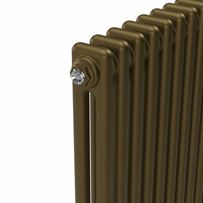 Lux Heat Antique Brass Vertical 2 Column Traditional Radiator 1800mm (H ...