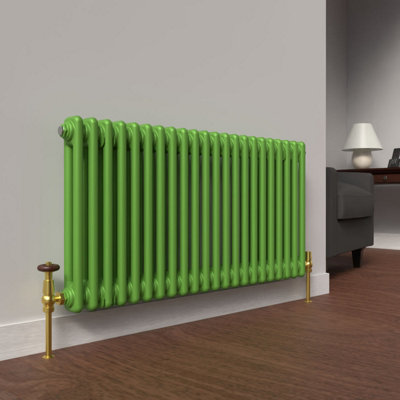 Lux Heat Apple Green Horizontal 2 Column Traditional Radiator 500mm (H ...