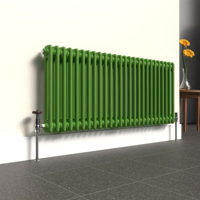 Lux Heat Apple Green Horizontal 2 Column Traditional Radiator 500mm (H ...