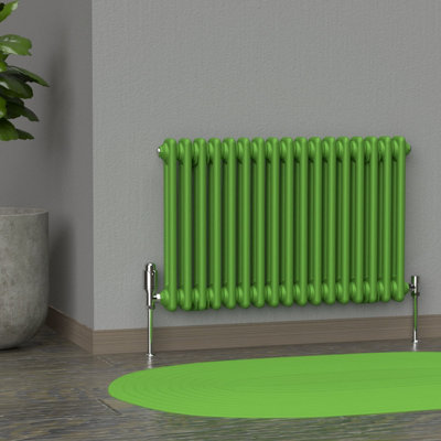 Lux Heat Apple Green Horizontal 2 Column Traditional Radiator 500mm (H ...
