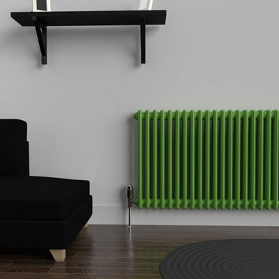 Lux Heat Apple Green Horizontal 2 Column Traditional Radiator 600mm (H ...