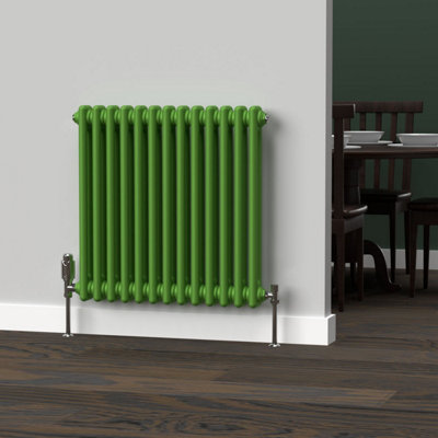 Lux Heat Apple Green Horizontal 2 Column Traditional Radiator 600mm (H ...