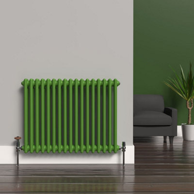 Lux Heat Apple Green Horizontal 2 Column Traditional Radiator 600mm (H ...