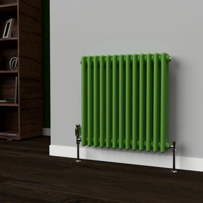 Lux Heat Apple Green Horizontal 3 Column Traditional Radiator 600mm (H ...