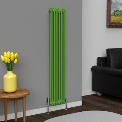 LUX HEAT APPLE GREEN VERTICAL 2 COLUMN TRADITIONAL RADIATOR 1500MM (H ...