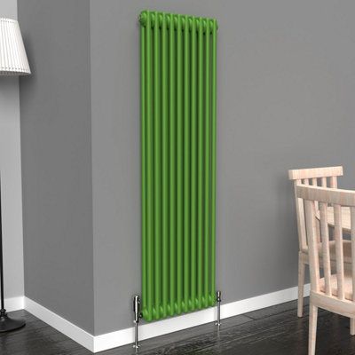 Lux Heat Apple Green Vertical 2 Column Traditional Radiator 1500mm (H ...