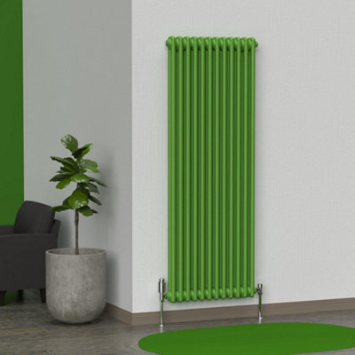 Lux Heat Apple Green Vertical 2 Column Traditional Radiator 1500mm (H ...