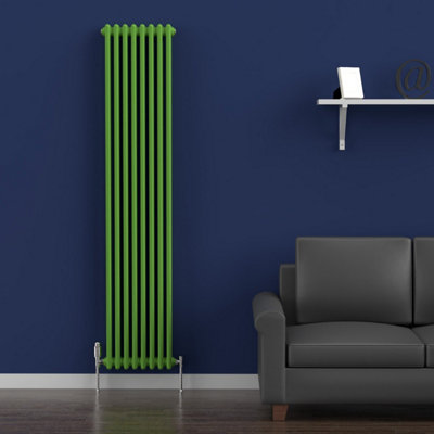 Lux Heat Apple Green Vertical 2 Column Traditional Radiator 1800mm (H ...