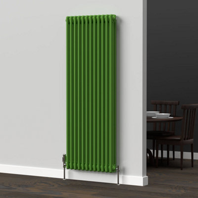 Lux Heat Apple Green Vertical 3 Column Traditional Radiator 1500mm (H ...