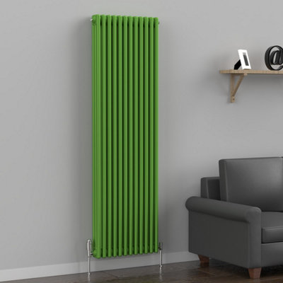 Lux Heat Apple Green Vertical 3 Column Traditional Radiator 1800mm (H ...