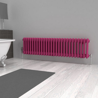 Lux Heat Barbie Pink Horizontal 2 Column Traditional Radiator 300mm (H ...