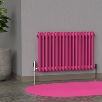 Lux Heat Barbie Pink Horizontal 2 Column Traditional Radiator 500mm (H ...