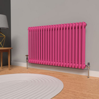 Lux Heat Barbie Pink Horizontal 2 Column Traditional Radiator 600mm (H ...